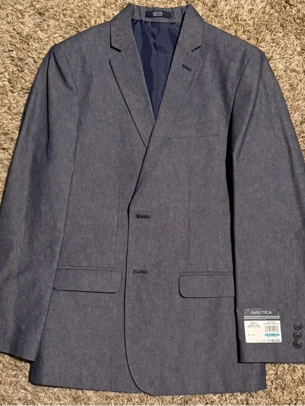 Nautica Boys Blue Suit Set Blazer Pants Formal Wedding NWT Size 16 Teen Suit